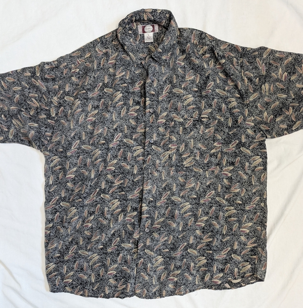 Chiamare 💯 Silk Shirt Short Sleeve Collar Men's Large